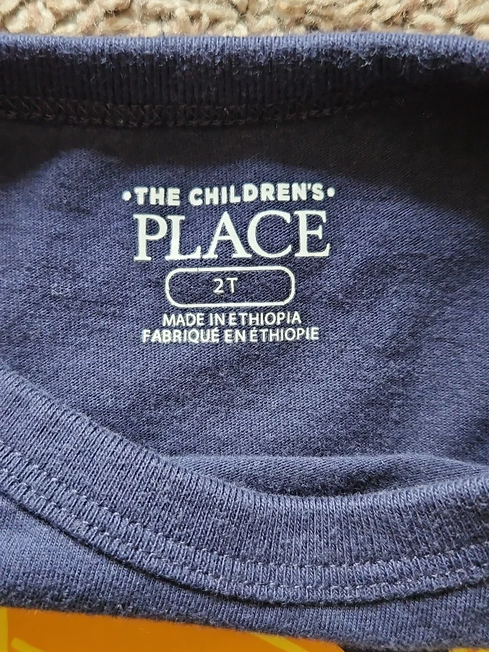 EUC The Children's Place Navy Blue Eggscavator Easter Bunny Graphic Tee Size 2T